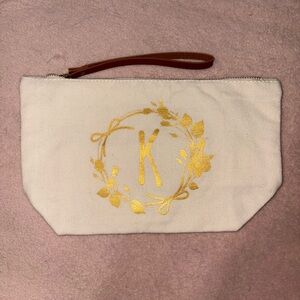 Cream and Gold Cosmetic Bag
